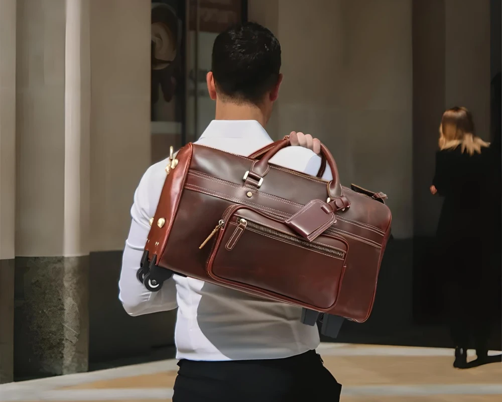 leather wheeled luggage