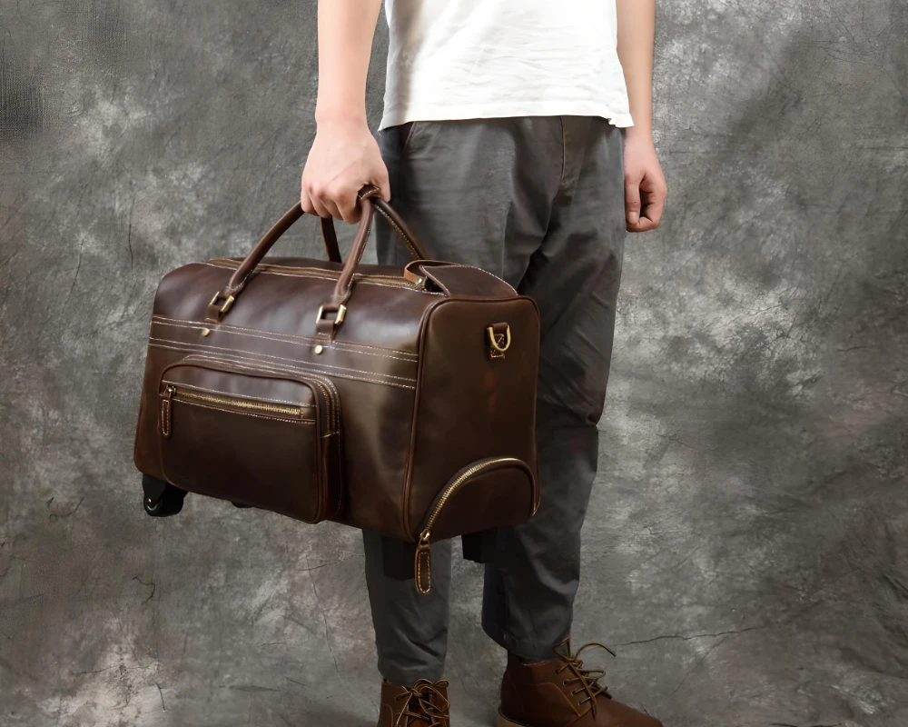luxury leather carry on luggage